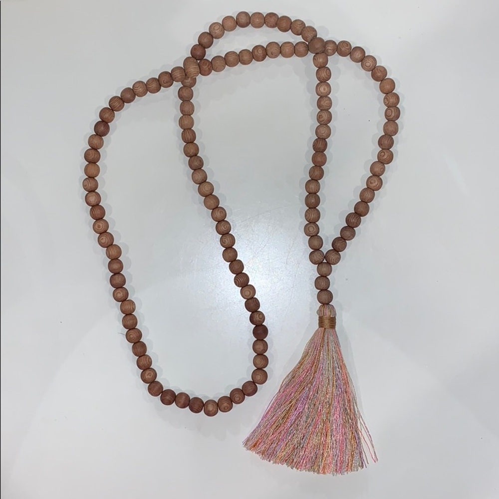 Pastel multi colored tassel necklace